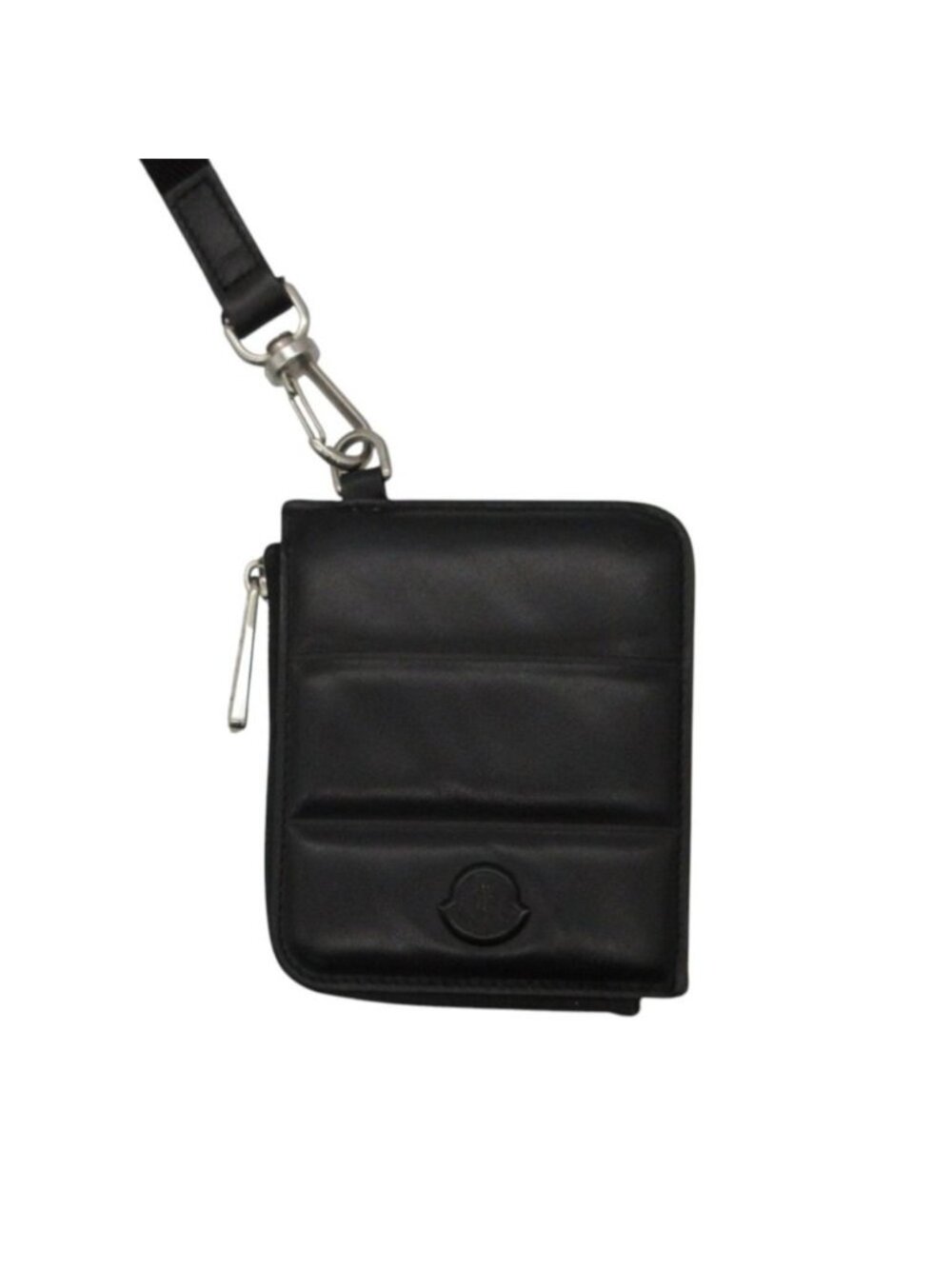 Moncler Bifold Wallet Mini Leather Small Compact Coin Card Holder Logo Patch